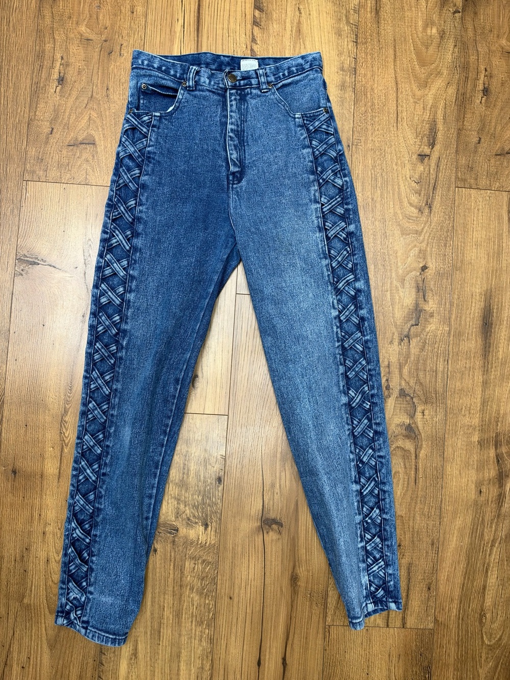 Pur Blue High-Rise Jeans with Side Lattice Details